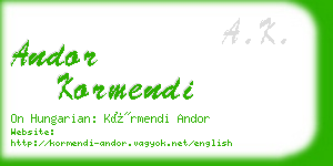 andor kormendi business card